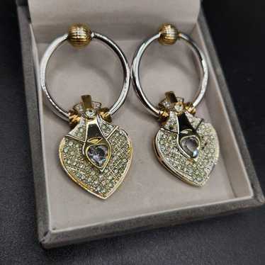 Vintage Etruscan Sterling Heart Earrings - image 1