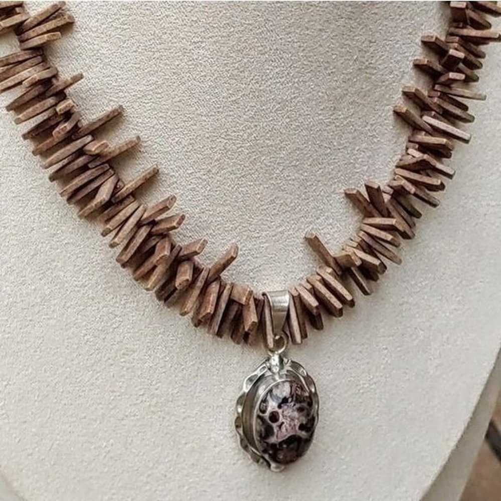 Sterling Turritella Agate & Agate Flip Bead Neckl - image 6