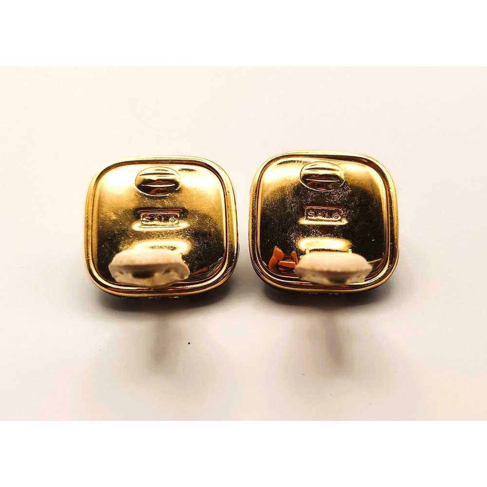 SAL Vintage Black Gold Statement Earrings Crystal… - image 5