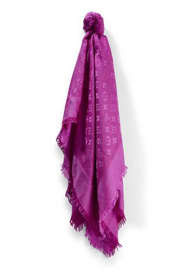 Purple Monogram Silk & Wool Shawl Send in SMS Sen… - image 1