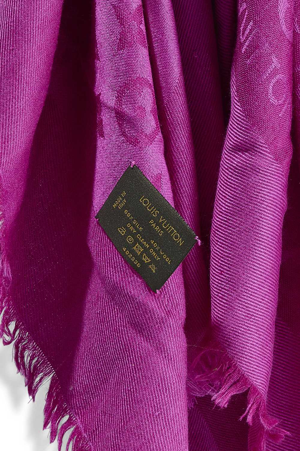 Purple Monogram Silk & Wool Shawl Send in SMS Sen… - image 2