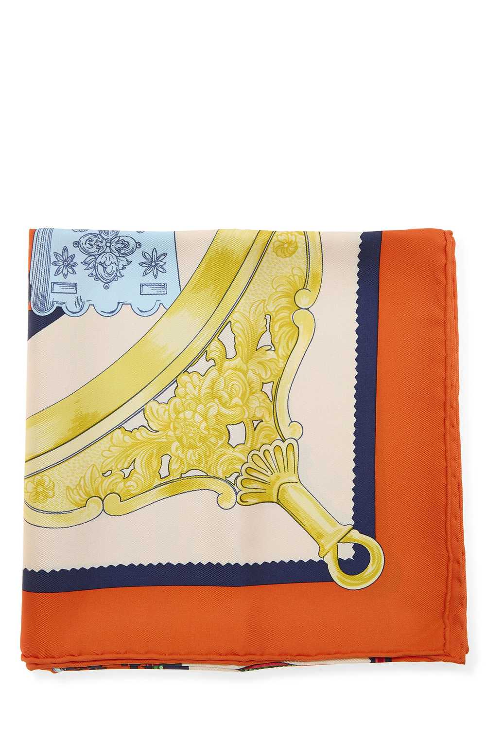 Orange & Multicolor 'Etriers' Silk Scarf 90 Send … - image 2