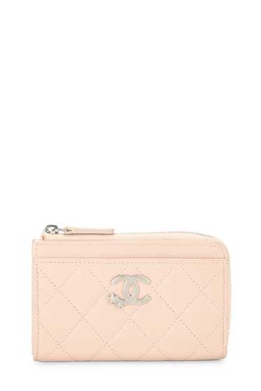 Pink Quilted Lambskin Zip Around Card Holder Send… - image 1