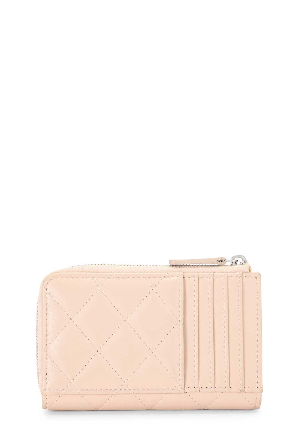 Pink Quilted Lambskin Zip Around Card Holder Send… - image 3