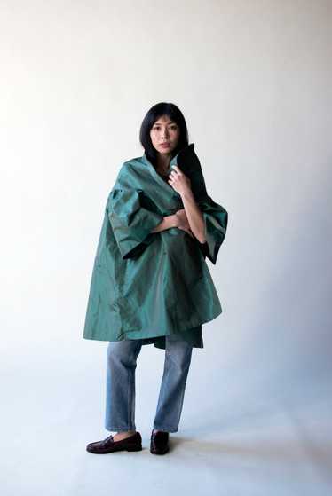 Iridescent Green Evening Coat | Victor Costa