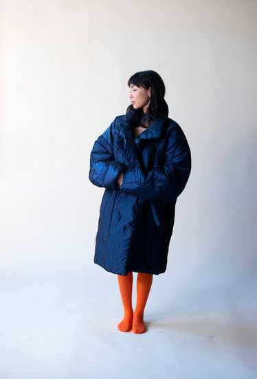 Cobalt Blue Sleeping Bag Coat | OMO Norma Kamali