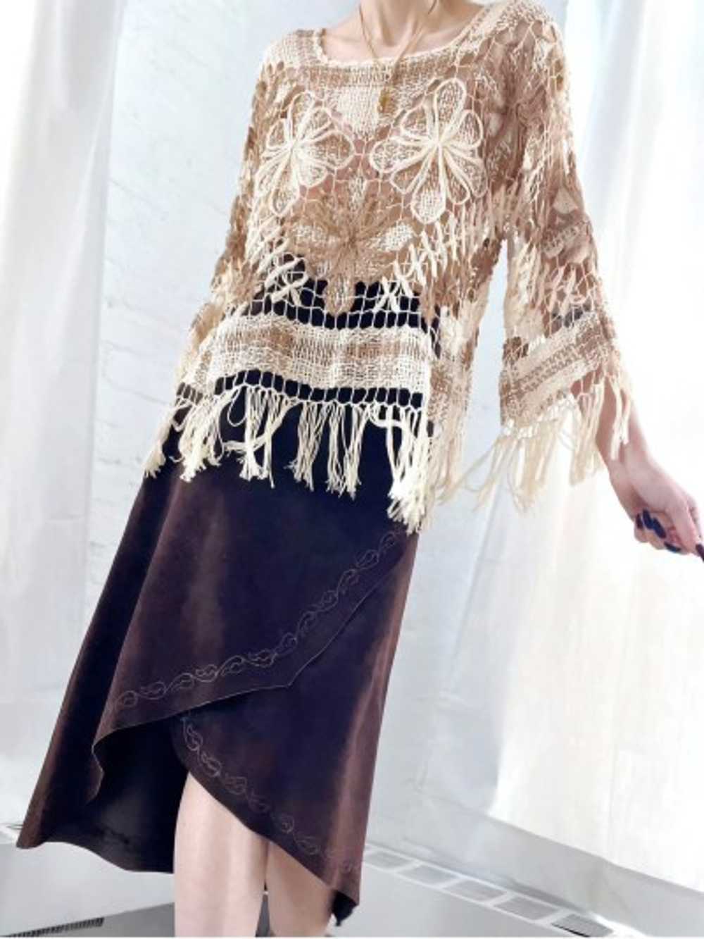 chocolate suede high & low skirt - image 1