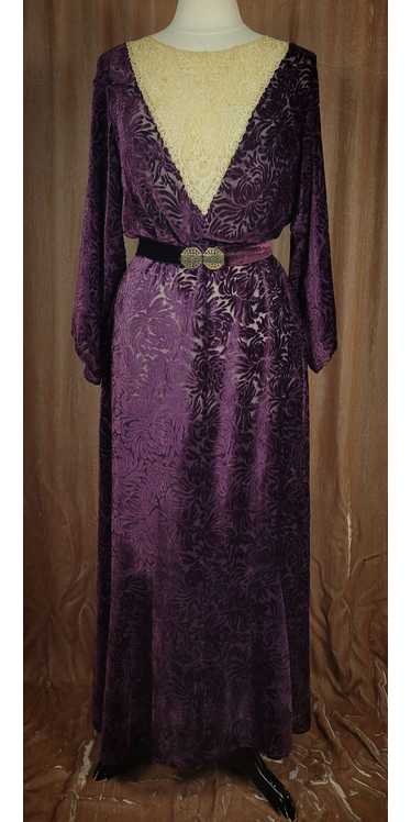 1930s Amethyst Silk Devore Velvet Gown - image 1