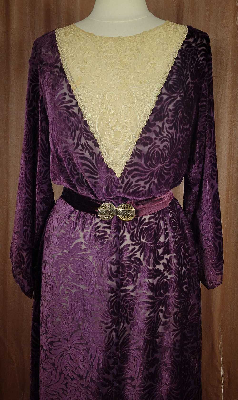 1930s Amethyst Silk Devore Velvet Gown - image 2