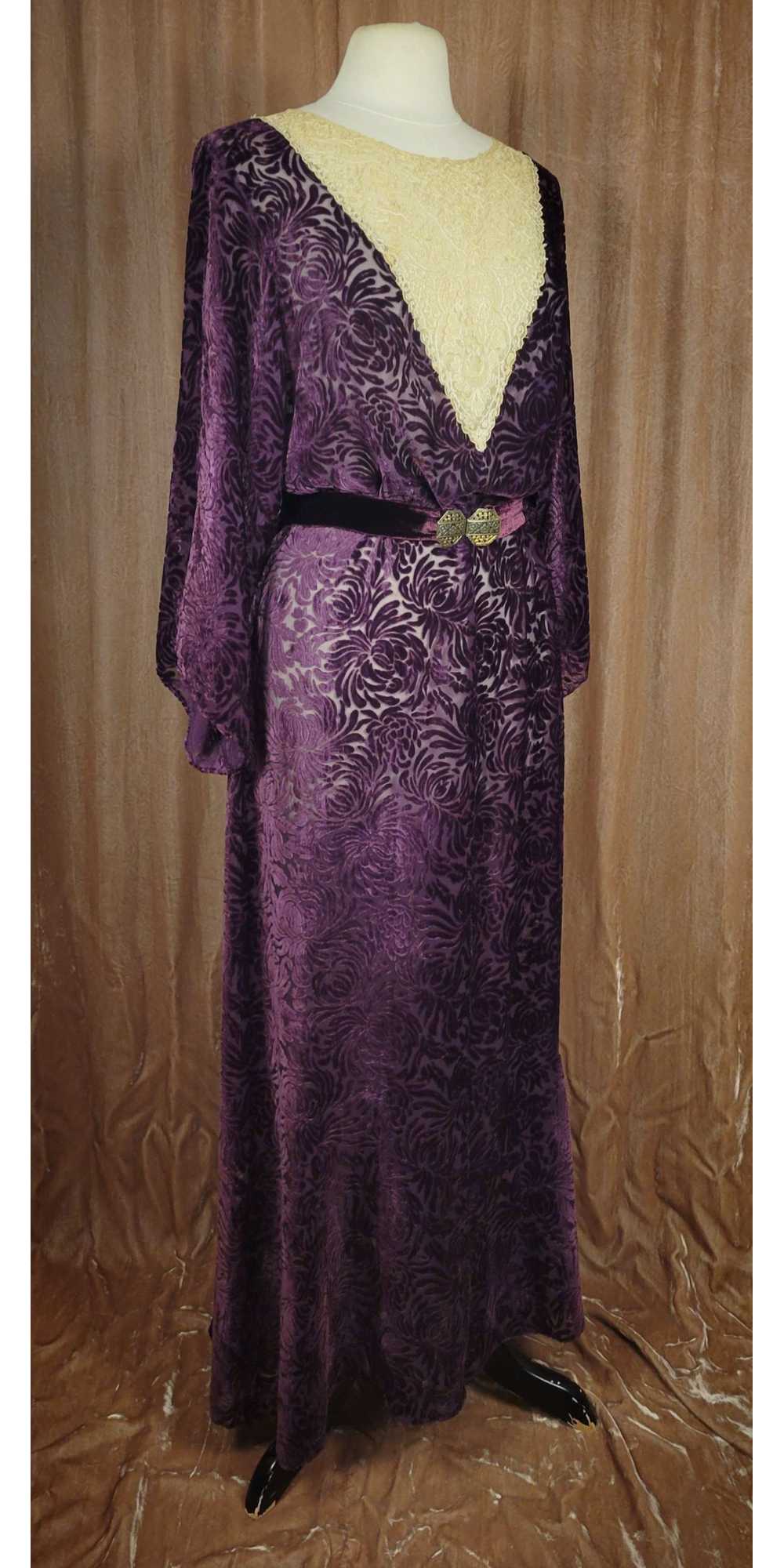 1930s Amethyst Silk Devore Velvet Gown - image 4