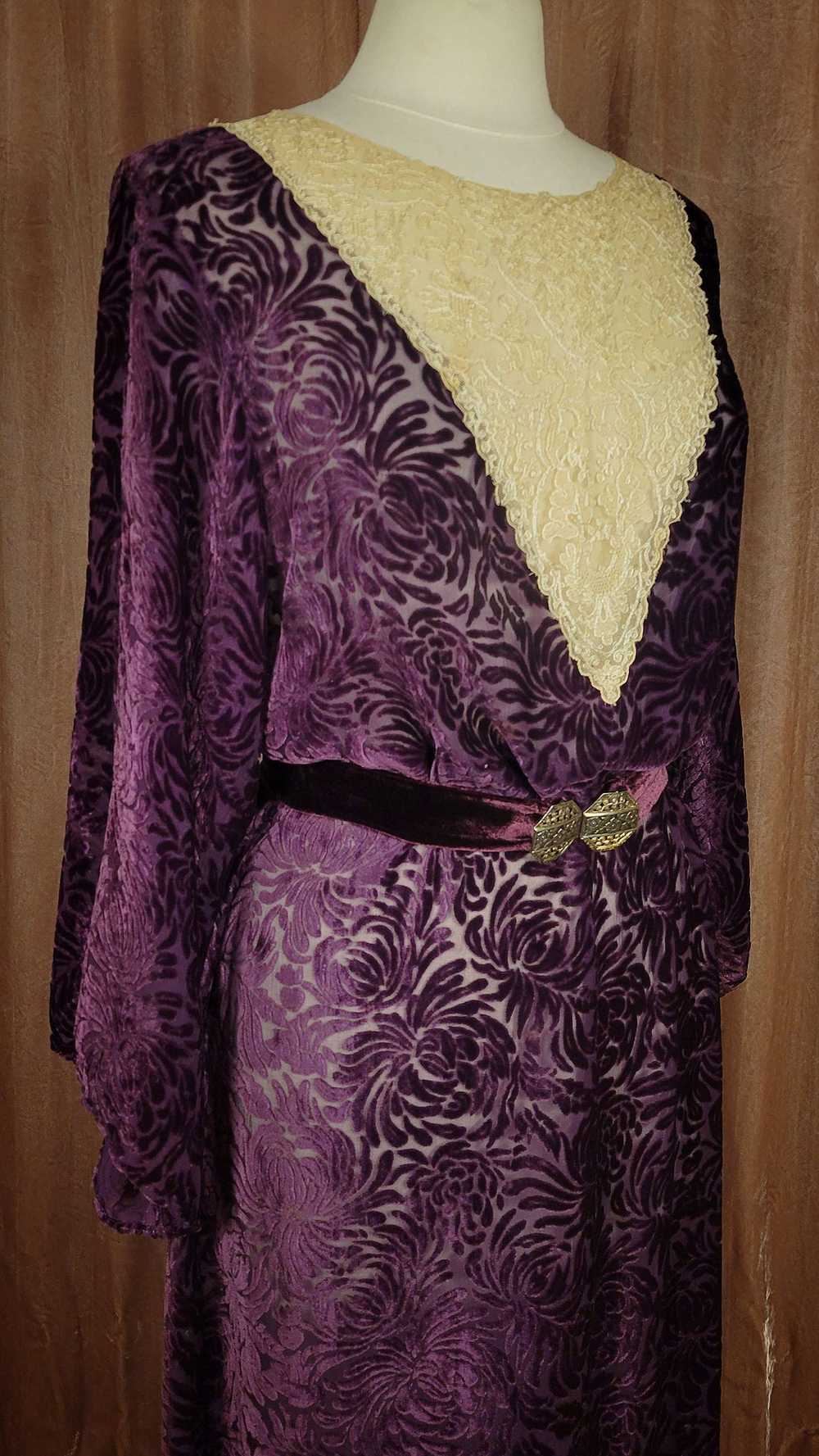 1930s Amethyst Silk Devore Velvet Gown - image 5