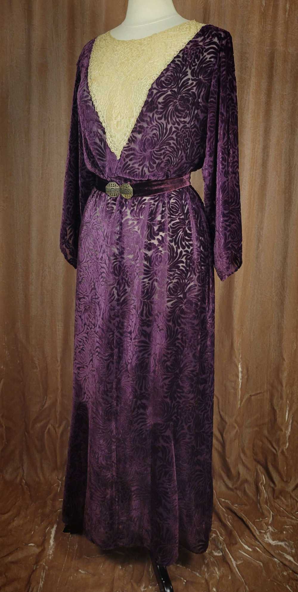 1930s Amethyst Silk Devore Velvet Gown - image 7