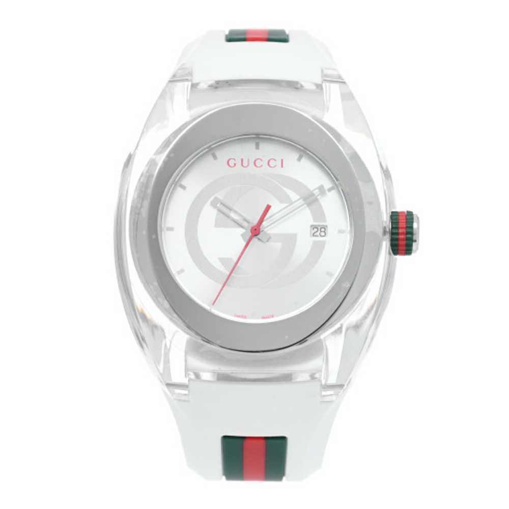 GUCCI Stainless Steel Rubber 46mm Sync Web Quartz… - image 1