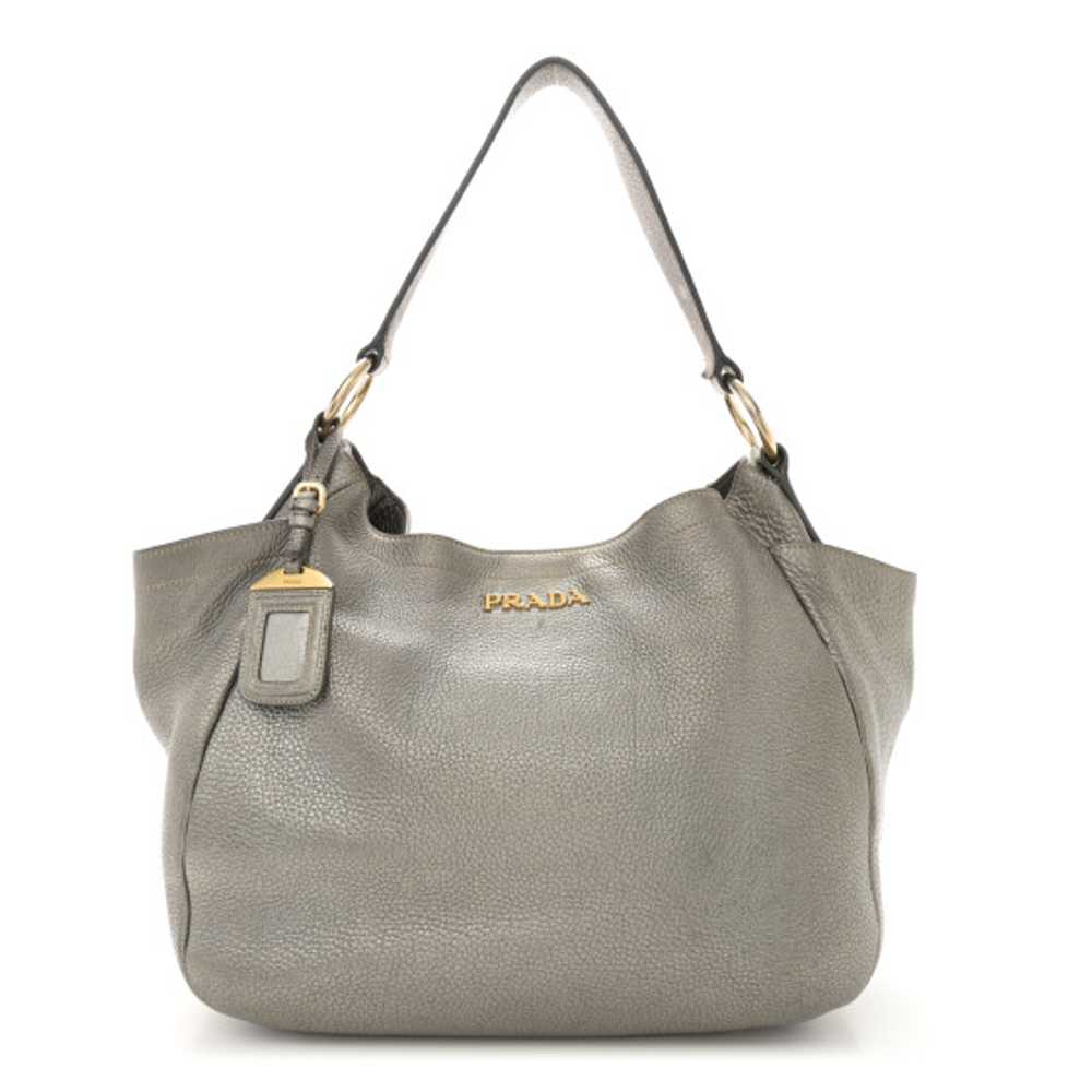 PRADA Metallic Vitello Daino Side Pocket Hobo Acc… - image 1