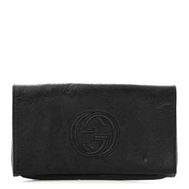 GUCCI Pebbled Calfskin Medium Soho Clutch Black