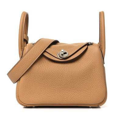 HERMES Taurillon Clemence Mini Lindy 20 Biscuit