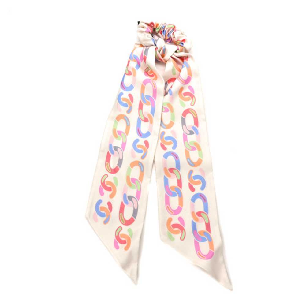 CHANEL Silk CC Twilly Hair Tie White Multicolor - image 1