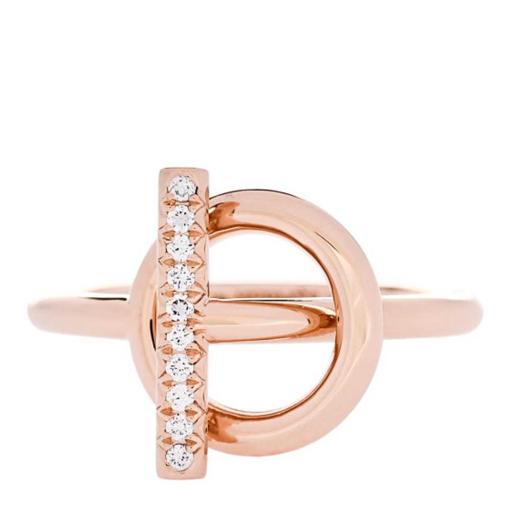 HERMES 18K Rose Gold Diamond PM Echappee Ring 54 7 - image 1