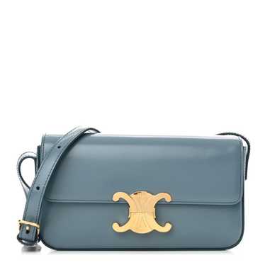 CELINE Shiny Calfskin Triomphe Shoulder Bag Denim