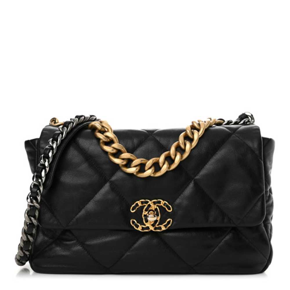 CHANEL Shiny Goatskin Quilted Large Chanel 19 Fla… - image 1