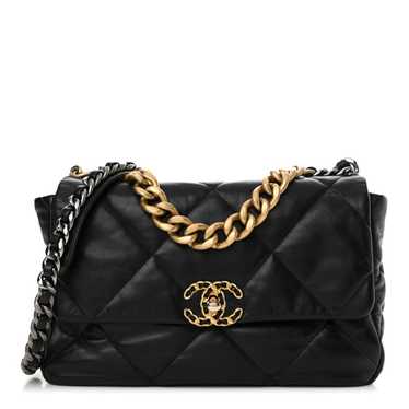 CHANEL Shiny Goatskin Quilted Large Chanel 19 Fla… - image 1