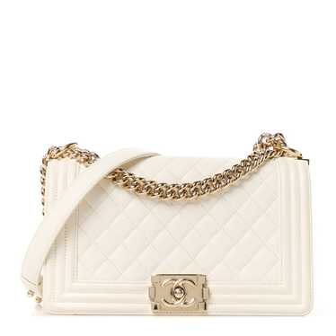 CHANEL Caviar Quilted Medium Boy Flap White - image 1