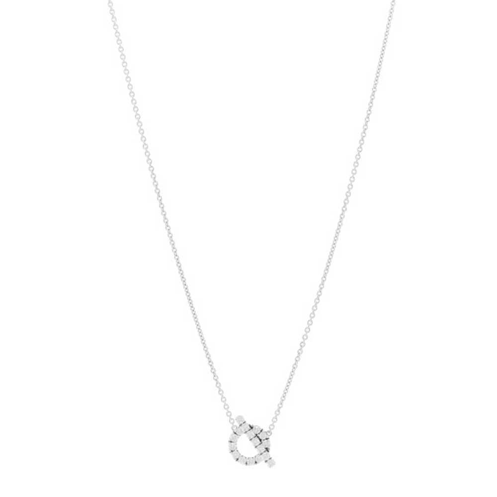 HERMES 18K White Gold Diamond Finesse Pendant Nec… - image 1