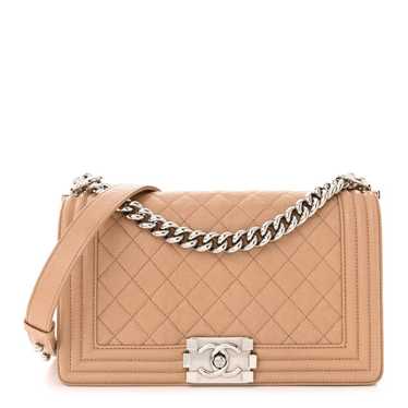 CHANEL Caviar Quilted Medium Boy Flap Beige