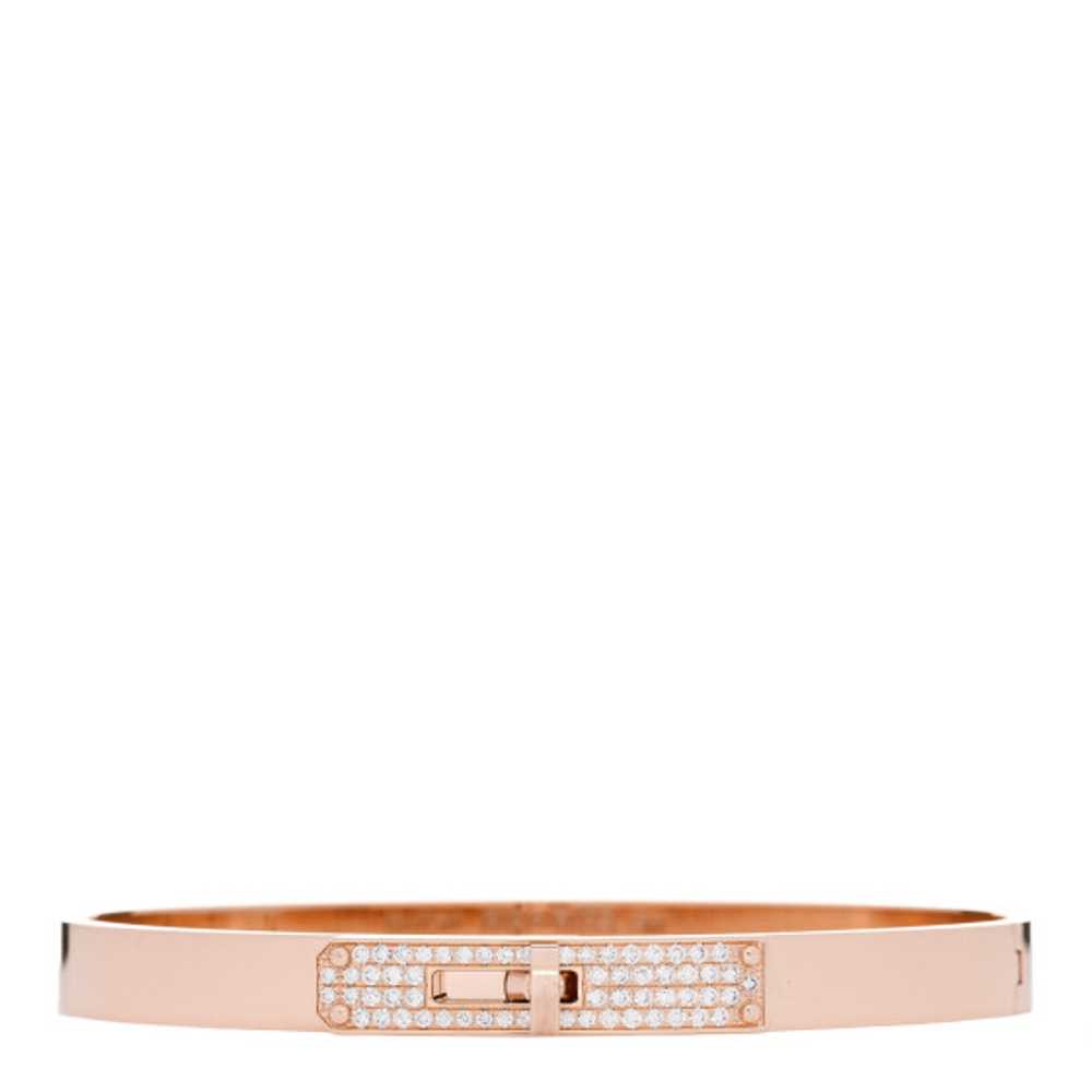 HERMES 18K Rose Gold Diamond PM Kelly Pave Bracel… - image 1