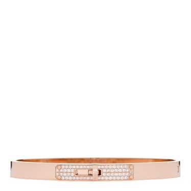 HERMES 18K Rose Gold Diamond PM Kelly Pave Bracel… - image 1