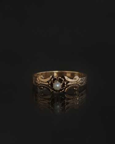 14k Gold Ring w/ Peal / size: 5.25 - image 1