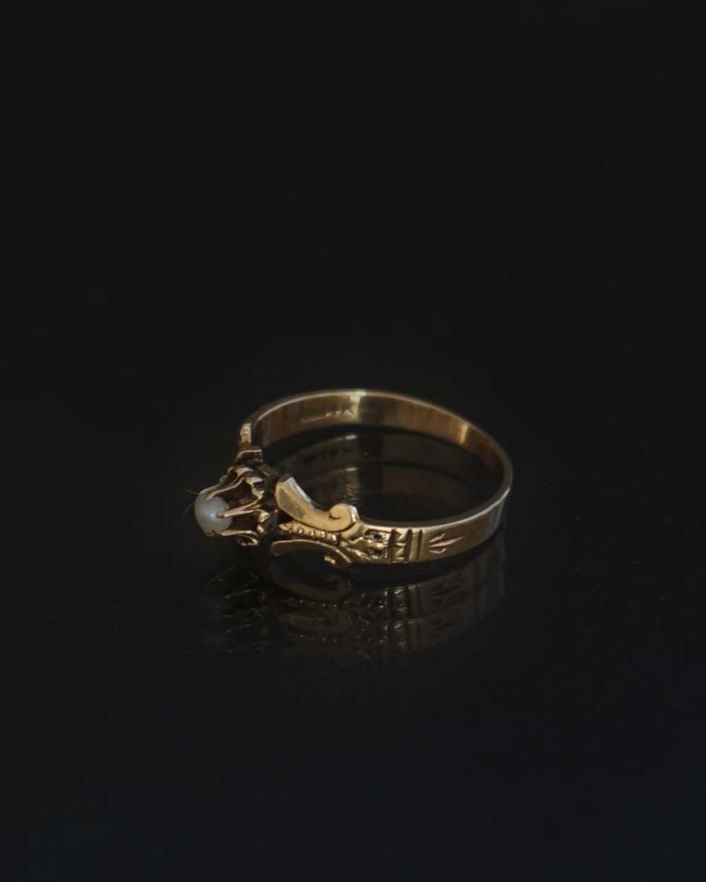 14k Gold Ring w/ Peal / size: 5.25 - image 3