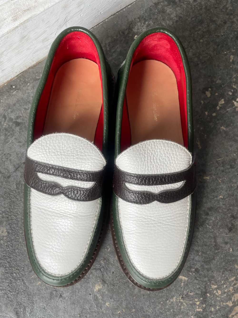 Aime Leon Dore Green White Leather Loafers - image 2