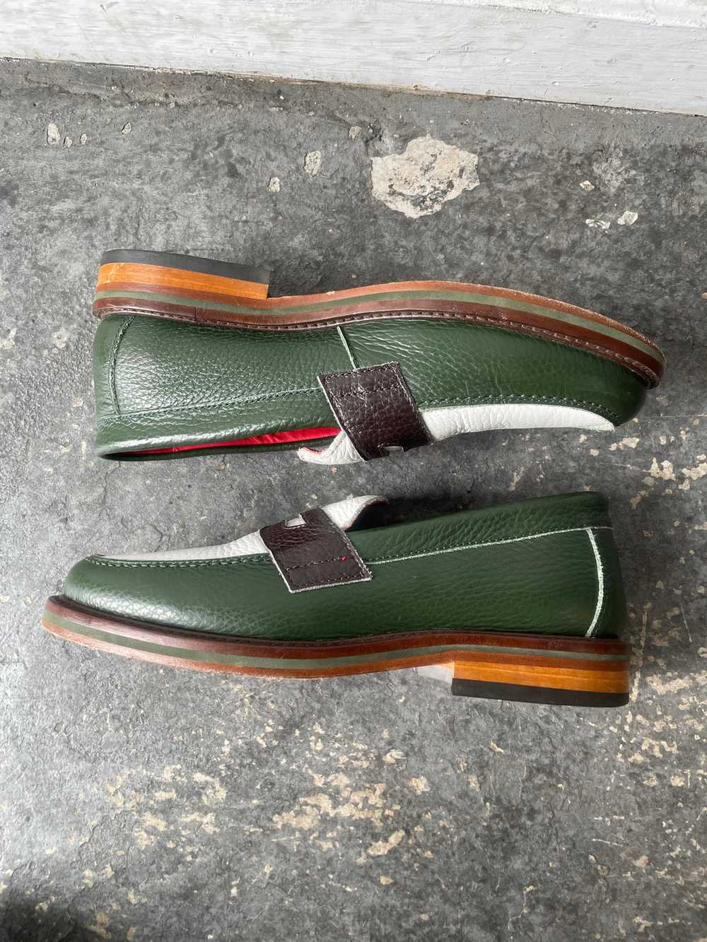 Aime Leon Dore Green White Leather Loafers - image 3