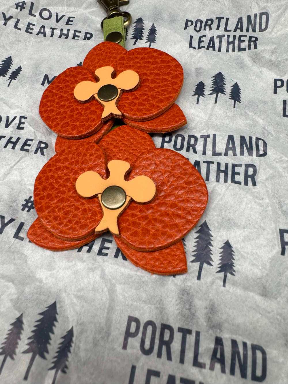 Portland Leather Blooming Orchid Keychain - image 10