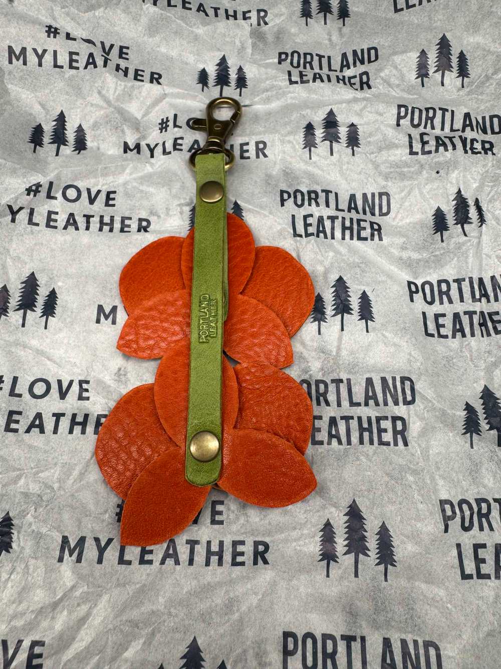 Portland Leather Blooming Orchid Keychain - image 2