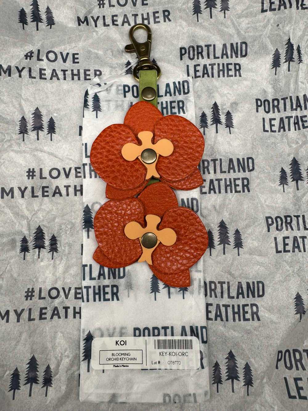 Portland Leather Blooming Orchid Keychain - image 3