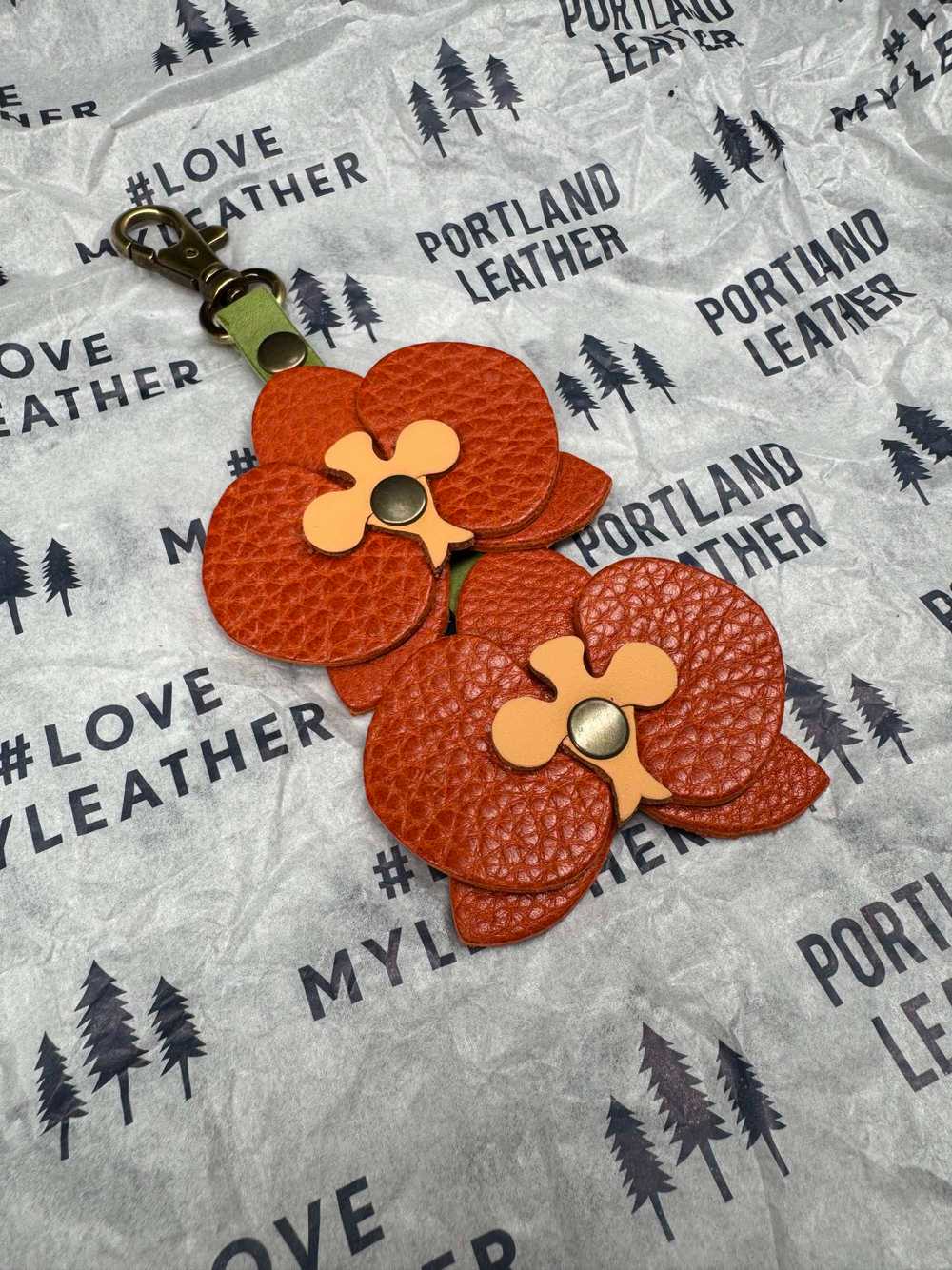 Portland Leather Blooming Orchid Keychain - image 5