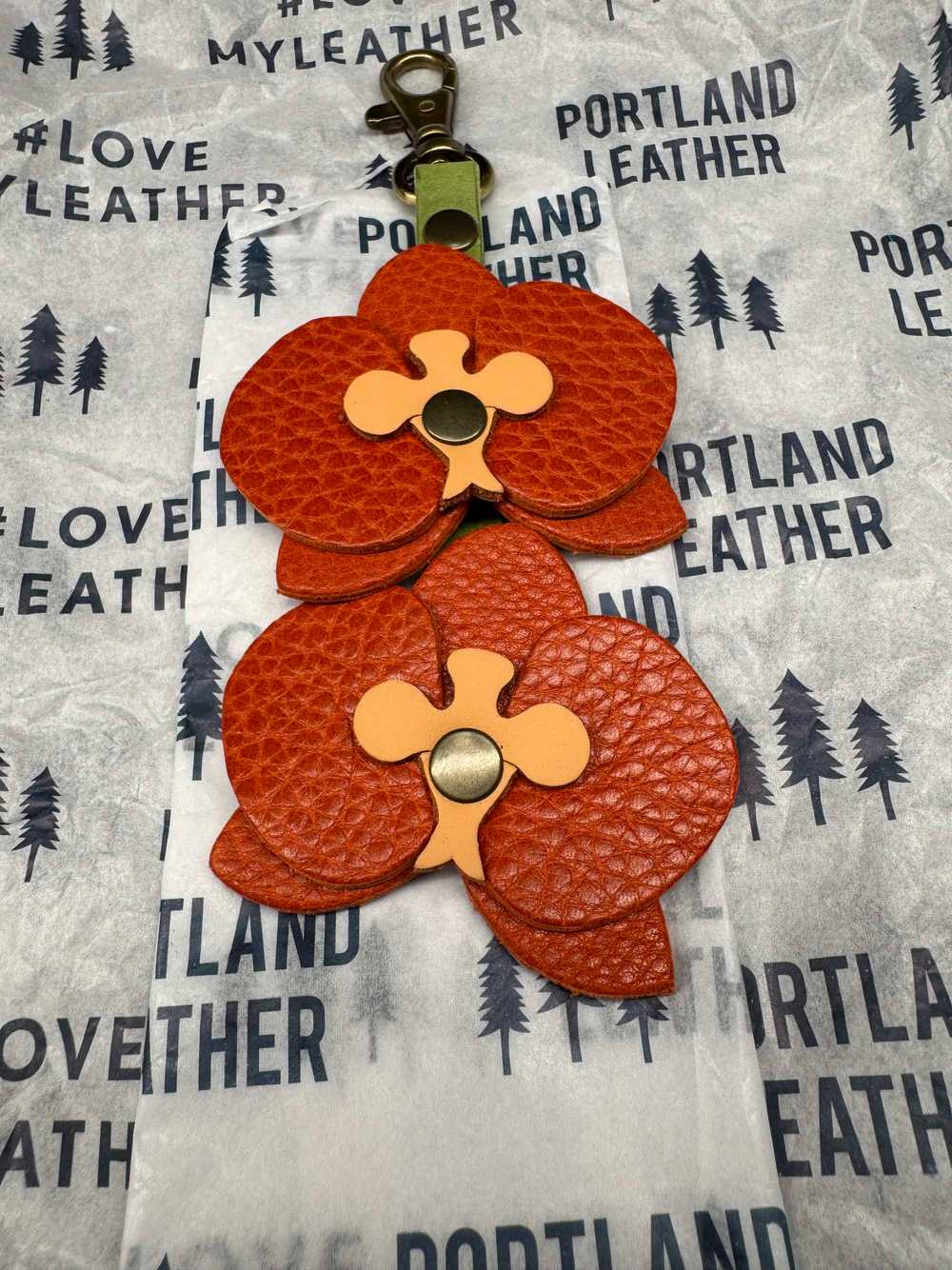 Portland Leather Blooming Orchid Keychain - image 7