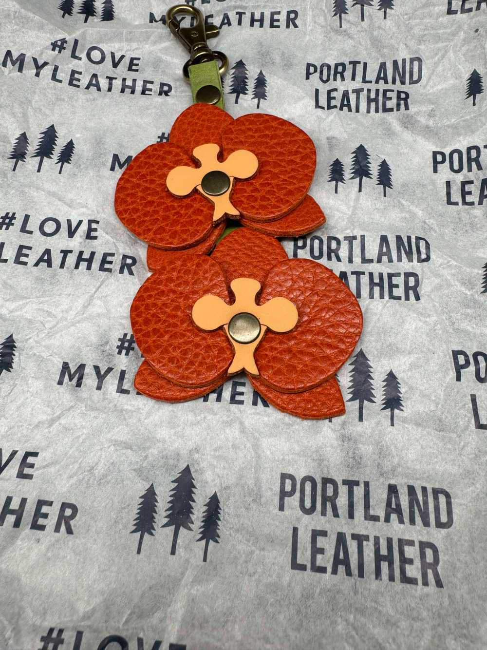 Portland Leather Blooming Orchid Keychain - image 8