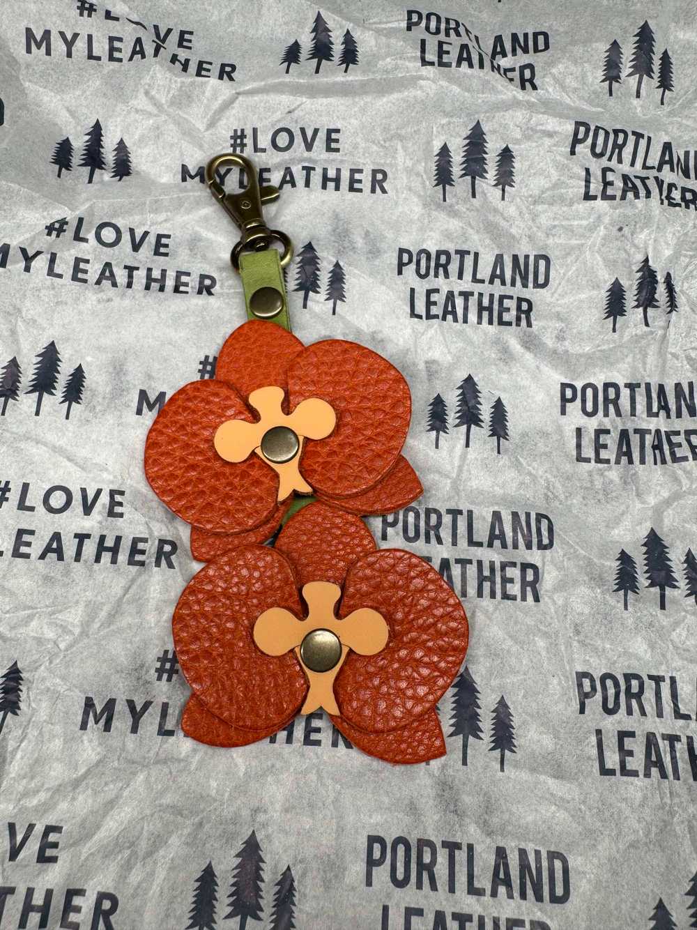 Portland Leather Blooming Orchid Keychain - image 9