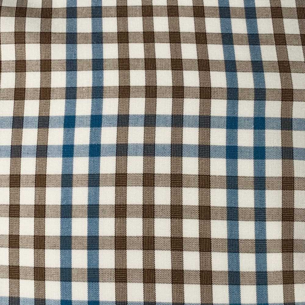 Isaia ISAIA Size M Brown White Blue Checkered Cot… - image 2