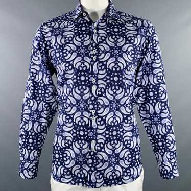 Coogi COOGI Navy White Paisley Cotton Button Up on