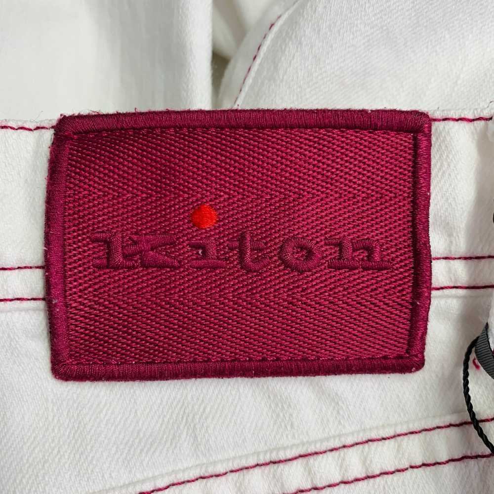 Kiton KITON White Red Contrast Stitch Distressed … - image 5