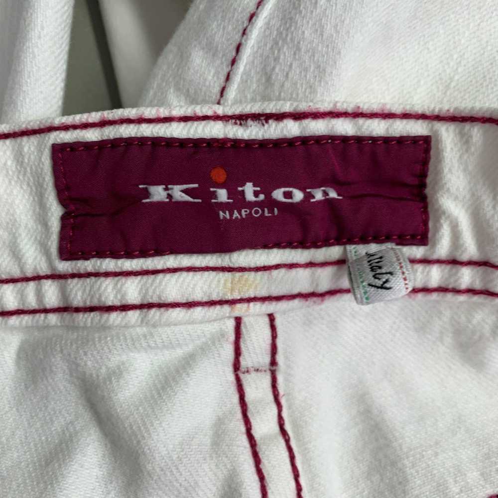 Kiton KITON White Red Contrast Stitch Distressed … - image 6