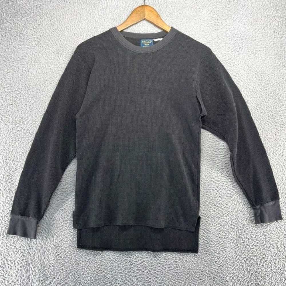 Vintage Authentic Black Thermal Waffle Faded Grun… - image 1