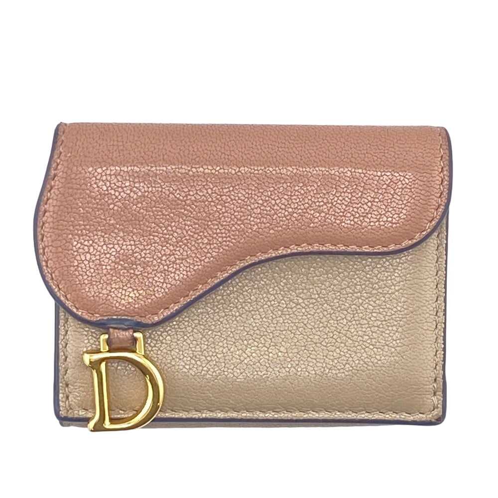 Christian Dior Tri-fold wallet leather beige sadd… - image 1