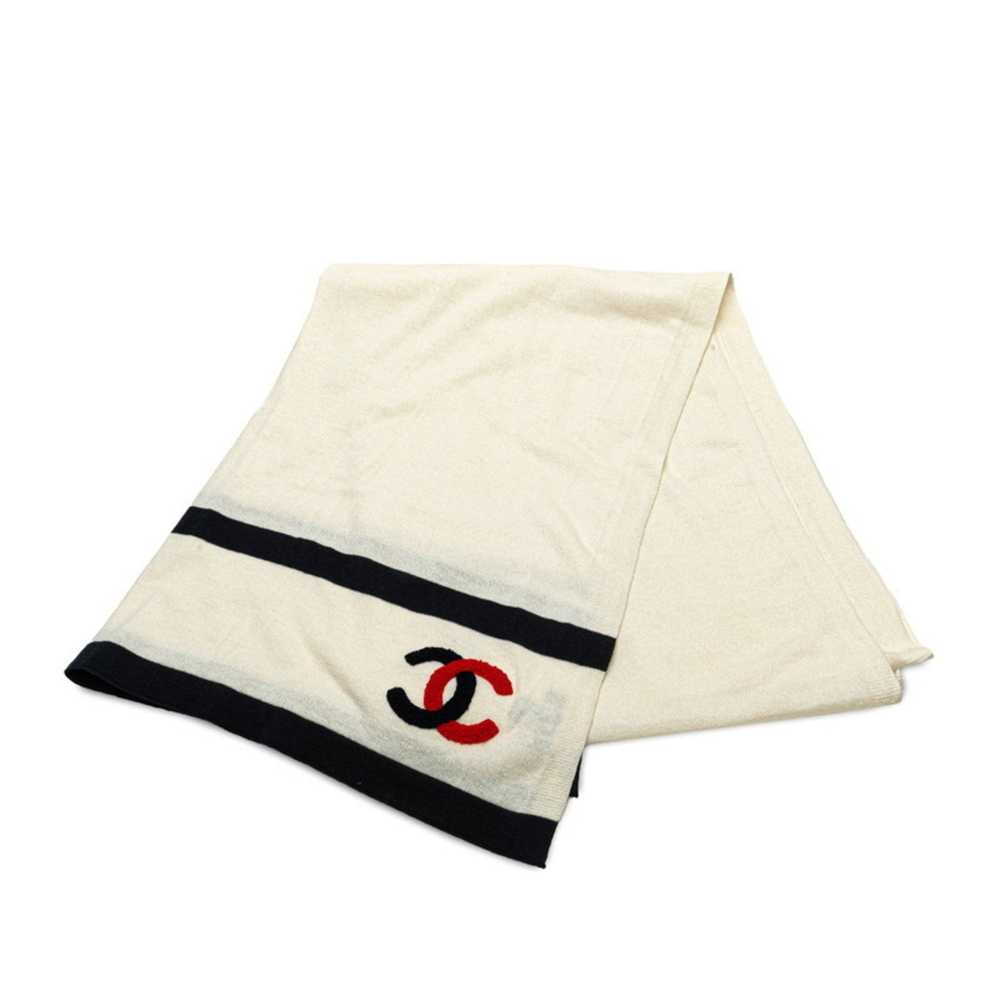 Chanel Chanel Coco Mark Stole White Navy Red Cott… - image 1