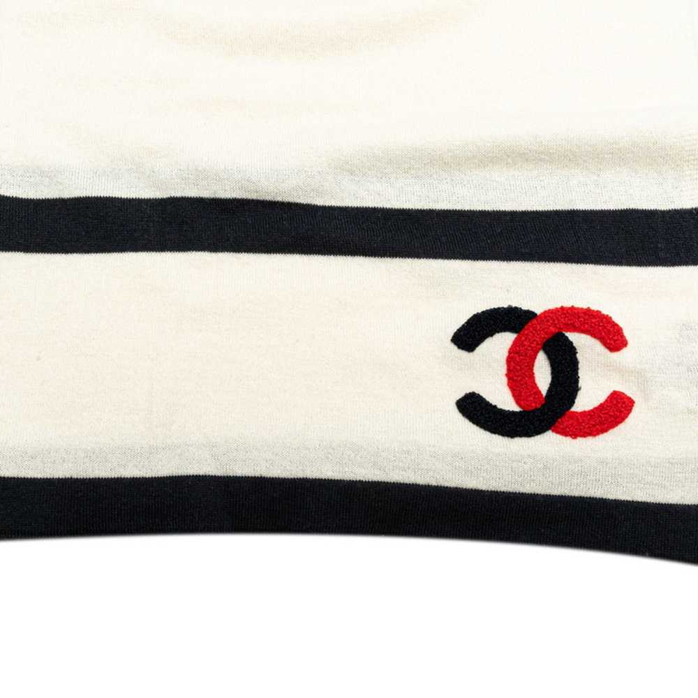 Chanel Chanel Coco Mark Stole White Navy Red Cott… - image 2