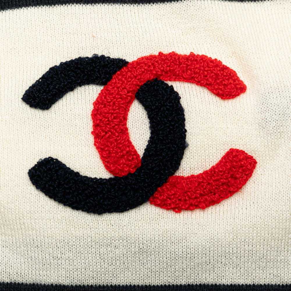 Chanel Chanel Coco Mark Stole White Navy Red Cott… - image 4